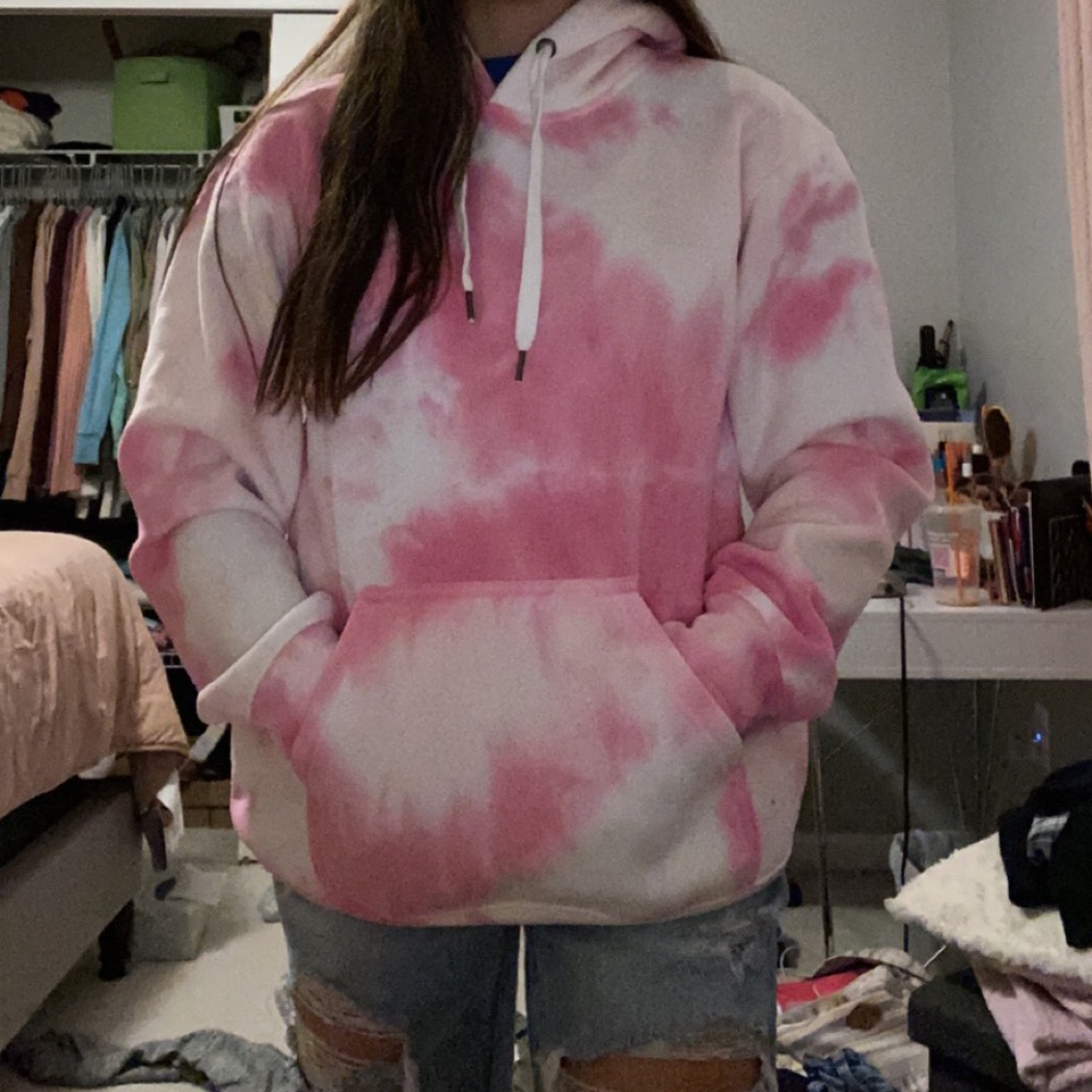 Pink & White Tie Dye Hoodie